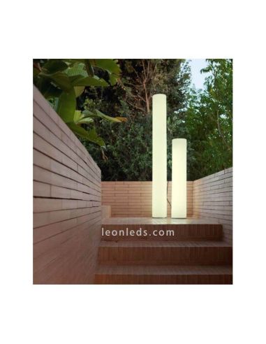 Lámpara de pie LED cilíndrica exterior batería recargable 100Cm Fity foto de ambiente New Garden | LeónLeds Iluminación
