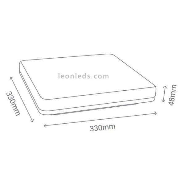 Plafon para banheiro LED quadrado branco IP44 24W canadense | LeónIluminação Leds | medidas de entrada da lâmpada do teto