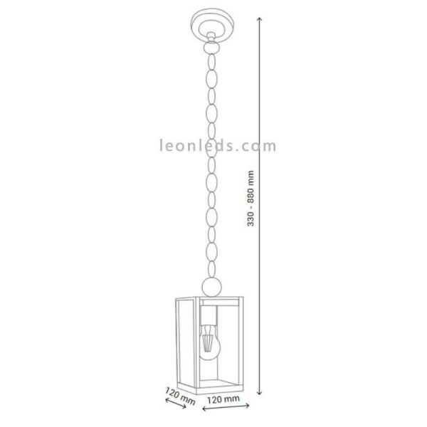 Lampe d'extérieur suspendue industrielle Lope | Éclairage LeónLeds | mesures du plafonnier