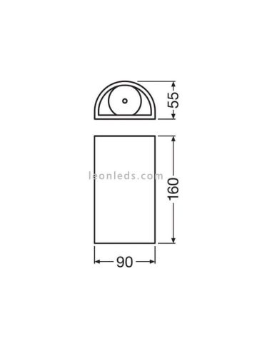 Dimensiones aplique de Pared Exterior LED 12W 3000k Gris Oscuro| LeonLeds Iluminación