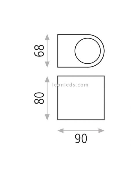 Dimensions Applique murale d'extérieur Boj LED 3000k 8cm ACB Iluminación | Éclairage LeonLeds