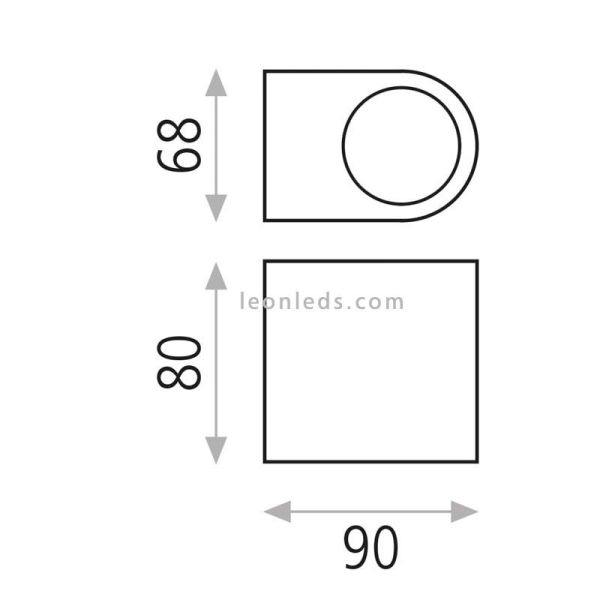 Dimensions Applique murale d'extérieur Boj LED 3000k 8cm ACB Iluminación | Éclairage LeonLeds