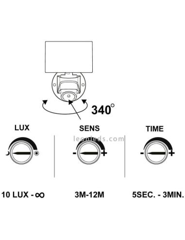 Applique murale d'extérieur à LED avec capteur pour jardin Pagino | Éclairage LeónLeds | applique dimmable