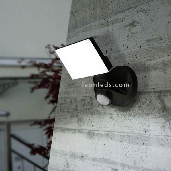 Applique murale d'extérieur à LED avec capteur pour jardin Pagino | Éclairage LeónLeds | applique murale noire d'ambiance
