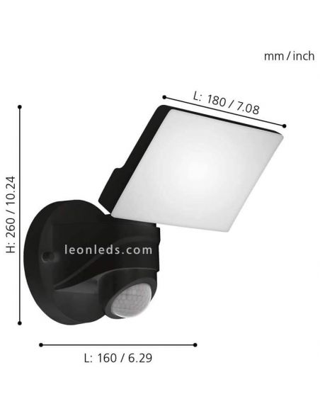 Aplique LED de exterior con sensor para jardín Pagino | LeónLeds Iluminación | lámpara de pared medidas