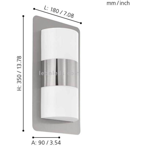 Aplique exterior moderno para fachada Cistierna | LeónLeds Iluminación | lámpara de pared gris plata medidas