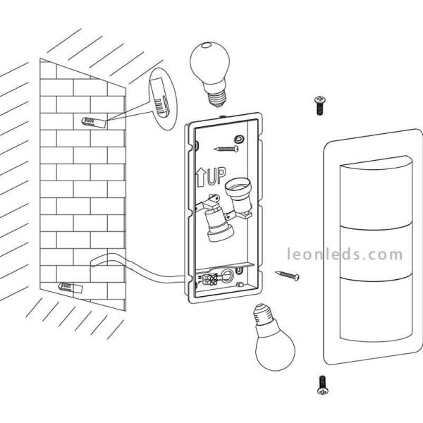 Aplique exterior moderno para fachada Cistierna | LeónLeds Iluminación | lámpara de pared gris antracita instalación