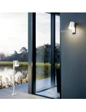 Aplique de pared exterior de acero IP44 Caldiero | LeónLeds Iluminación | lámpara de pared gris plata ambiente