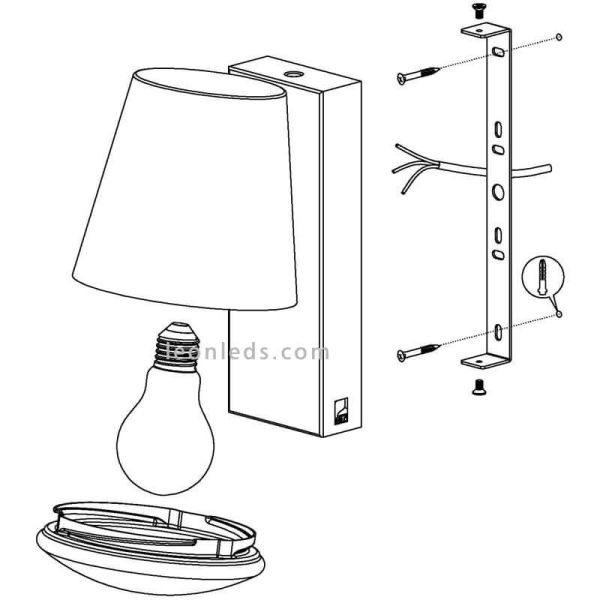 Aplique de pared exterior de acero IP44 Caldiero | LeónLeds Iluminación | lámpara de pared instalación