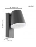 Aplique de pared exterior de acero IP44 Caldiero | LeónLeds Iluminación | lámpara de pared medidas