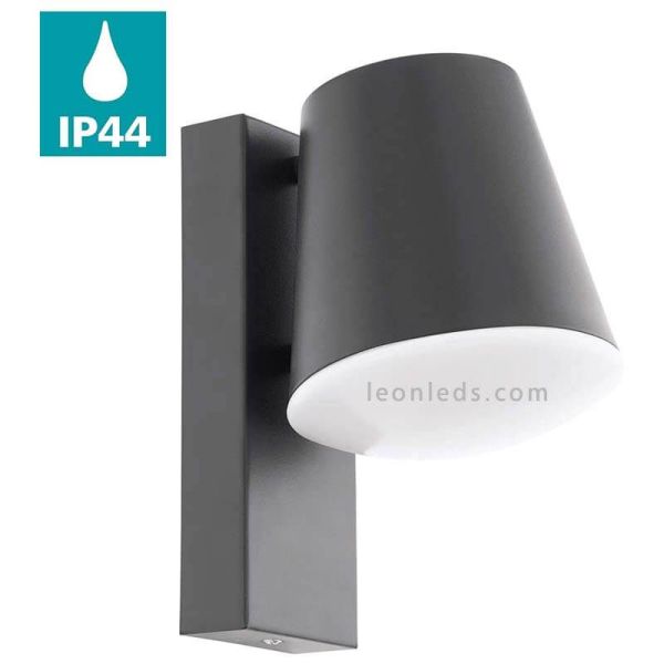 Aplique de pared exterior de acero IP44 Caldiero | LeónLeds Iluminación | lámpara de pared resistente agua