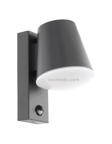 Aplique con sensor para exterior de acero IP44 Caldiero | LeónLeds Iluminación | lámpara con sensor movimiento antracita