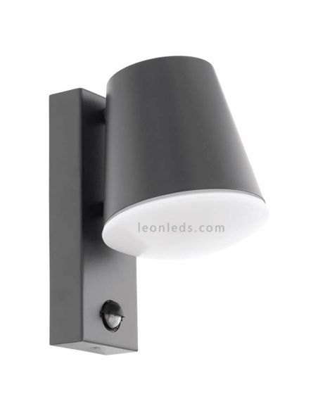 Aplique con sensor para exterior de acero IP44 Caldiero | LeónLeds Iluminación | lámpara con sensor movimiento antracita