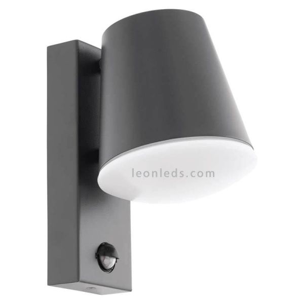 Aplique con sensor para exterior de acero IP44 Caldiero | LeónLeds Iluminación | lámpara con sensor movimiento antracita