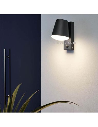 Aplique con sensor para exterior de acero IP44 Caldiero | LeónLeds Iluminación | lámpara con sensor movimiento antracita