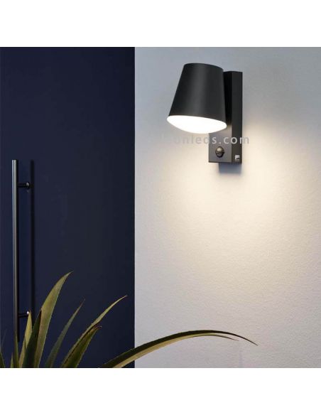 Applique d'extérieur en acier IP44 avec capteur Caldiero | Éclairage LeónLeds | Lampe à détecteur de mouvement anthracite