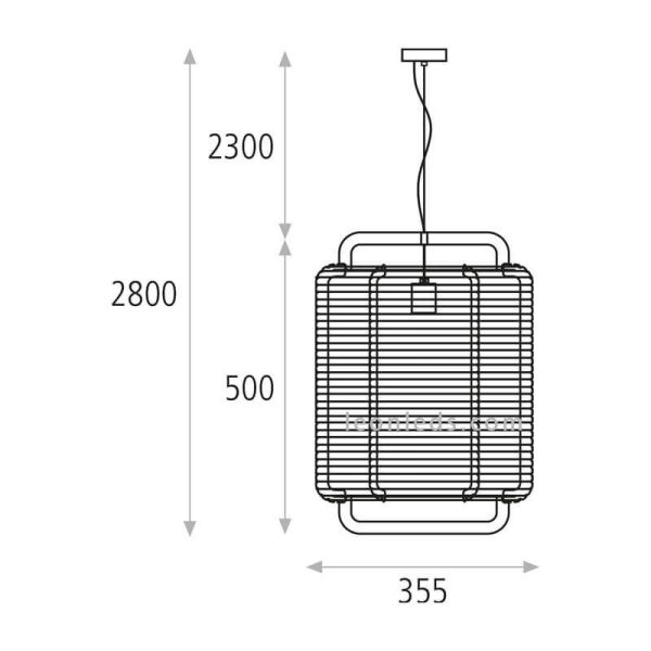 Dimensiones Lámpara de techo Corda Arena y Negra C39013NAR ACB Iluminación | LeonLeds