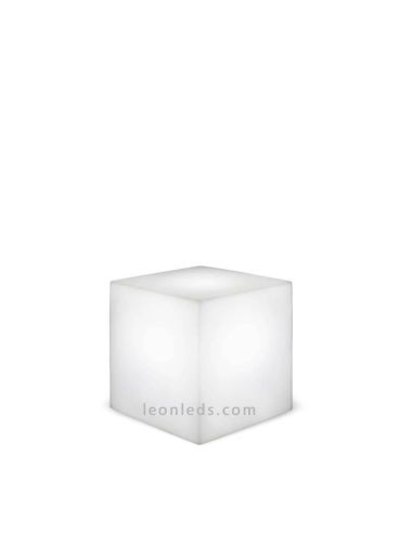 Cubo iluminado solar y batería recargable exterior Cuby 45 New Garden | LeónLeds Iluminación