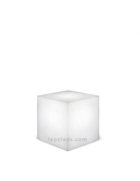 Cubo iluminado solar y batería recargable exterior Cuby 45 New Garden | LeónLeds Iluminación