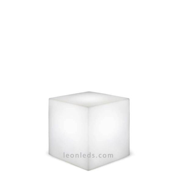 Cubo iluminado solar y batería recargable exterior Cuby 45 New Garden | LeónLeds Iluminación