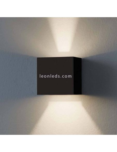 Arandela LED quadrada de alumínio IP54 para exterior Calpino | LeónIluminação Leds | candeeiro de parede antracite feixe curto