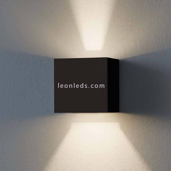 Aplique LED exterior cuadrado de aluminio IP54 Calpino | LeónLeds Iluminación | Lámpara de pared antracita haz de luz corto