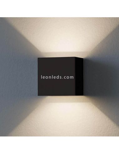 Arandela LED quadrada de alumínio IP54 para exterior Calpino | LeónIluminação Leds | Candeeiro de parede antracite com um feixe 