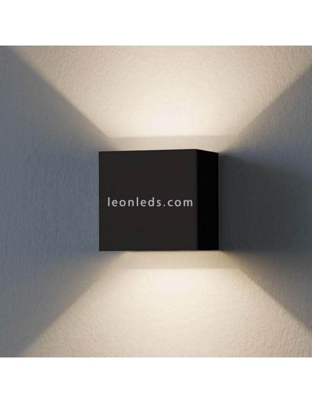 Arandela LED quadrada de alumínio IP54 para exterior Calpino | LeónIluminação Leds | Candeeiro de parede antracite com um feixe 