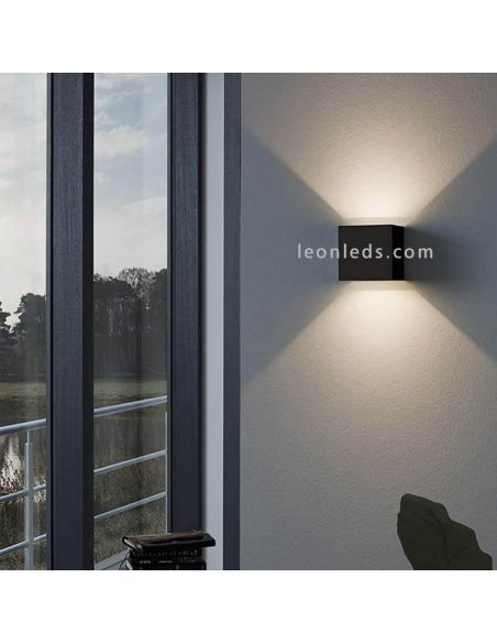 Aplique LED exterior cuadrado de aluminio IP54 Calpino | LeónLeds Iluminación | Lámpara de pared antracita ambiente