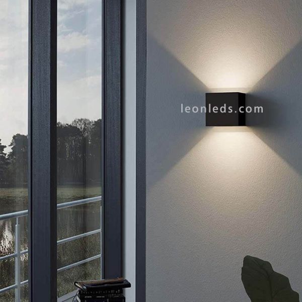 Arandela LED quadrada de alumínio IP54 para exterior Calpino | LeónIluminação Leds | Candeeiro de parede ambiente antracite