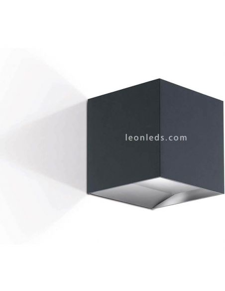 Arandela LED quadrada de alumínio IP54 para exterior Calpino | LeónIluminação Leds | Feixe de luz da lâmpada de parede antracite