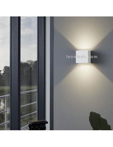 Aplique LED exterior cuadrado de aluminio IP54 Calpino | LeónLeds Iluminación | Lámpara de pared blanca ambiente