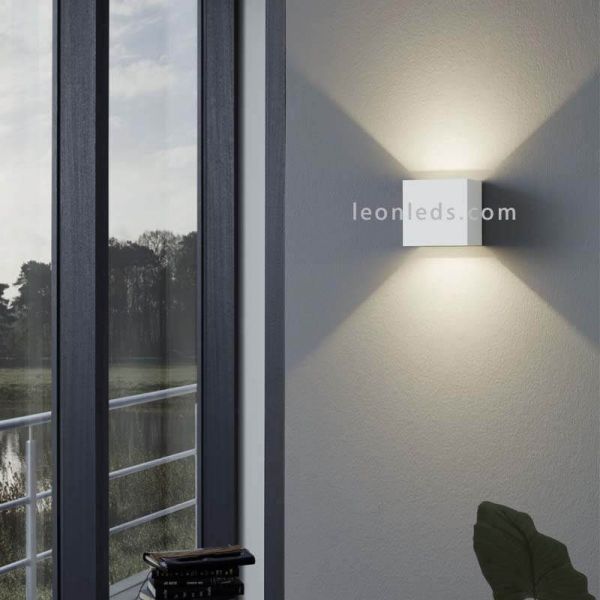 Aplique LED exterior cuadrado de aluminio IP54 Calpino | LeónLeds Iluminación | Lámpara de pared blanca ambiente