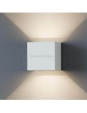 Aplique LED exterior cuadrado de aluminio IP54 Calpino | LeónLeds Iluminación | Lámpara de pared blanca haz de luz largo