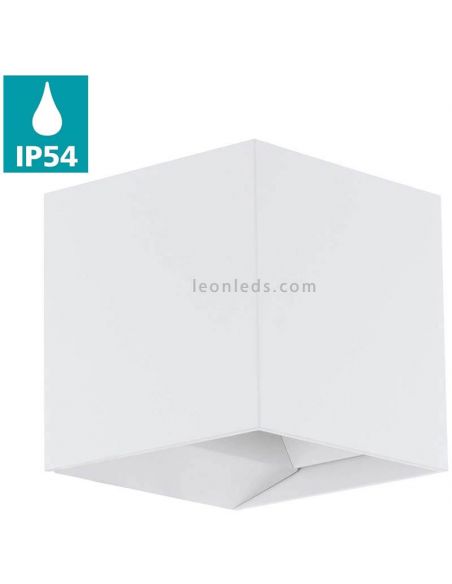 Arandela LED quadrada de alumínio IP54 para exterior Calpino | LeónIluminação Leds | candeeiro de parede branco IP54