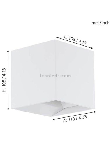 Aplique LED exterior cuadrado de aluminio IP54 Calpino | LeónLeds Iluminación | Lámpara de pared blanca medidas