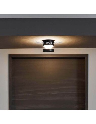 Aplique LED de parede e teto para exterior IP44 Melzo | LeónIluminação Leds | candeeiro de parede preto ambiente