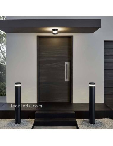 Aplique LED pared y techo exterior IP44 Melzo | LeónLeds Iluminación | lámpara de pared negra con baliza