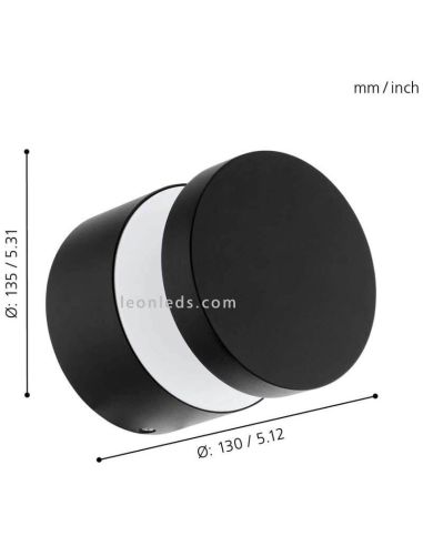 Aplique LED pared y techo exterior IP44 Melzo | LeónLeds Iluminación | lámpara de pared negra medidas