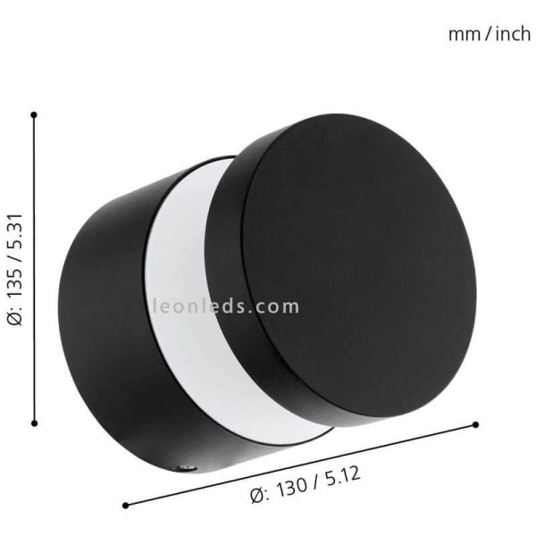Aplique LED pared y techo exterior IP44 Melzo | LeónLeds Iluminación | lámpara de pared negra medidas