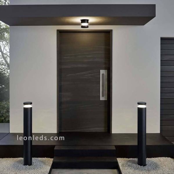 Baliza LED exterior alta de 1 metro IP44 Melzo | LeónLeds Iluminación | Lámpara de techo negra con aplique