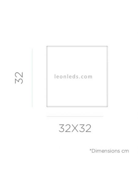 Dimensiones mesa y asiento LED Cuby 32 exterior con 2 acabados  New Garden | LeónLeds Iluminación