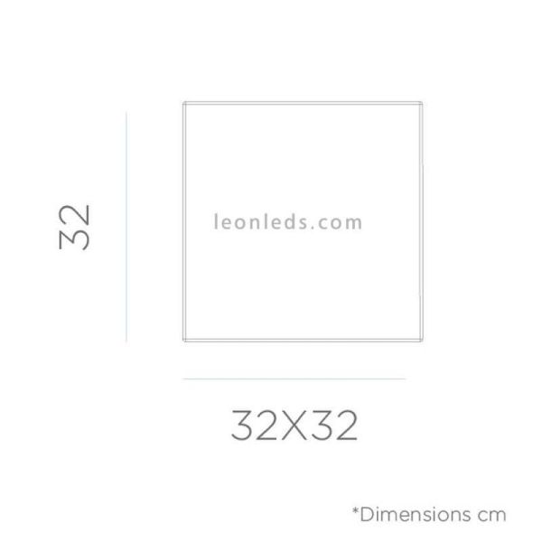 Dimensiones mesa y asiento LED Cuby 32 exterior con 2 acabados  New Garden | LeónLeds Iluminación