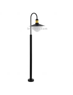 Baliza exterior Sirmione para senderos negra y oro 1xE27 | LeónLeds Iluminación | lámpara de suelo farola negra y oro