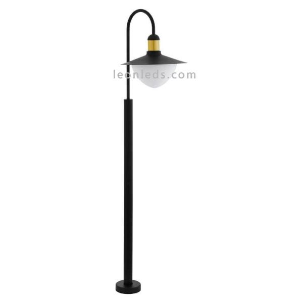 Balise d'extérieur Sirmione pour allées noir et or 1xE27 | Éclairage LeónLeds | lampadaire lampadaire noir et or