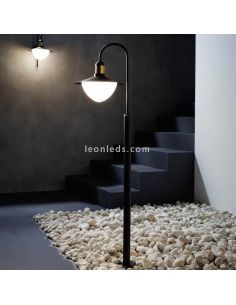 Balise d'extérieur Sirmione pour allées noir et or 1xE27 | Éclairage LeónLeds | lampadaire lampadaire noir et or 2