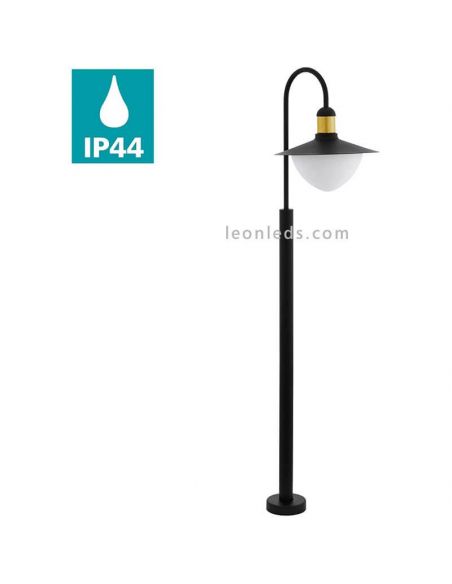 Balise d'extérieur Sirmione pour allées noir et or 1xE27 | Éclairage LeónLeds | lampadaire lampadaire noir et or IP44