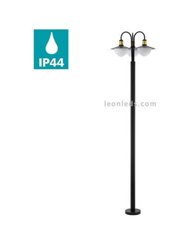 Farola exterior Sirmione para jardín alta 220 cm IP44 | LeónLeds Iluminación | Farola negra 3XE27 para exterior húmedo