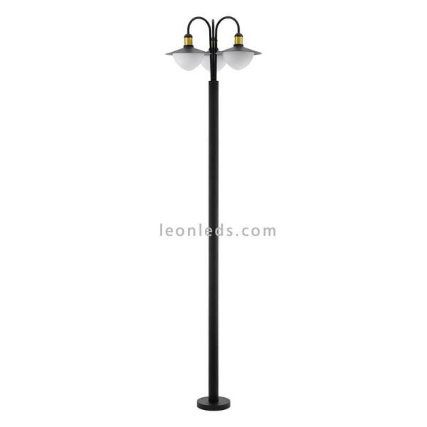 Farola exterior Sirmione para jardín alta 220 cm IP44 | LeónLeds Iluminación | Farola negra 3XE27