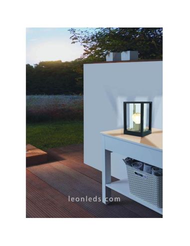 Sobremuro baliza pequeña de vidrio y aluminio color negro serie Cascinetta Eglo Iluminación | LeónLeds Iluminación